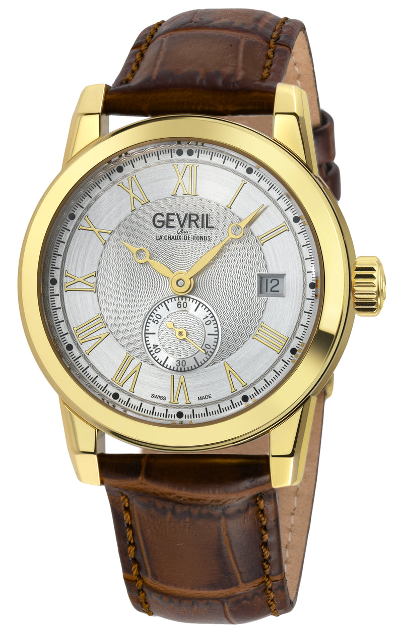 Madison Swiss Made ETA 2895 gold tone leather | Silver Dial