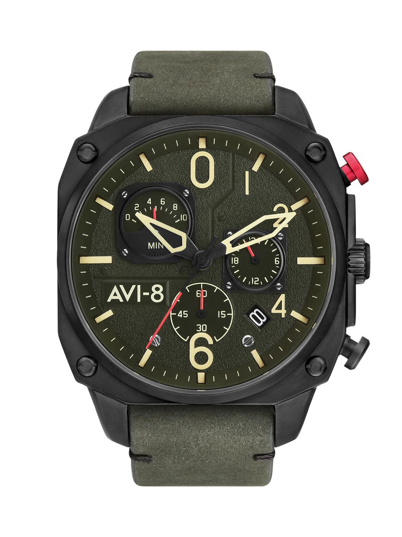 Hawker Hunter Retrograde Chronograph Green Dial / Leather | Green Dial