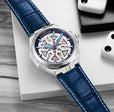 Legacy Blue/Silver/White Leather | Black Dial