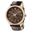 Giromondo GV2 Giromondo Stainless Steel Case Brown Dial Swiss Quartz Blue Calfskin Leather GMT Date Watch | Brown Dial