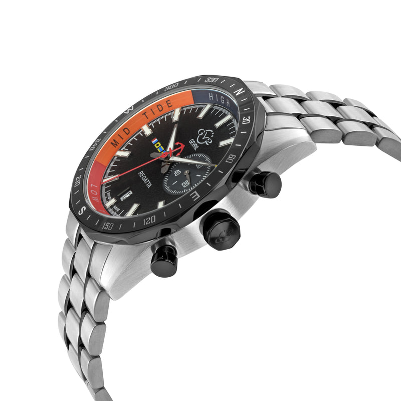 Regatta GV2 Swiss Quartz,Tide cycle indicator, Black dial, Two toned SS/IPBLK Bracelet | Black Dial