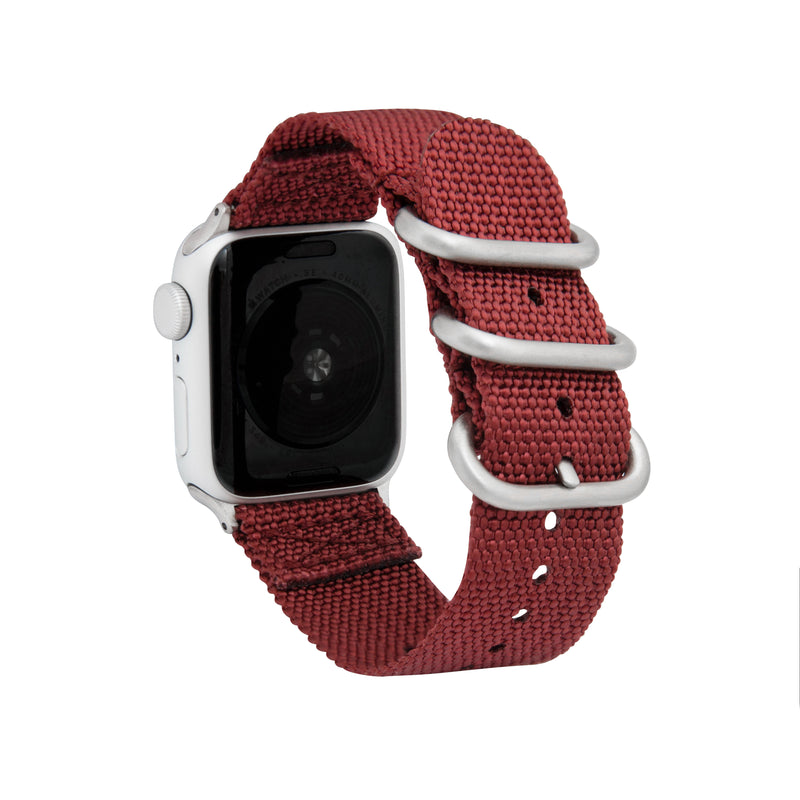 2 Piece Nylon Zulu Band  for Apple Watch Ultra & Series 8/7/6/5/4/3/2/1/SE Burgundy (42mm | 44mm | 45mm | 49mm) |  Dial