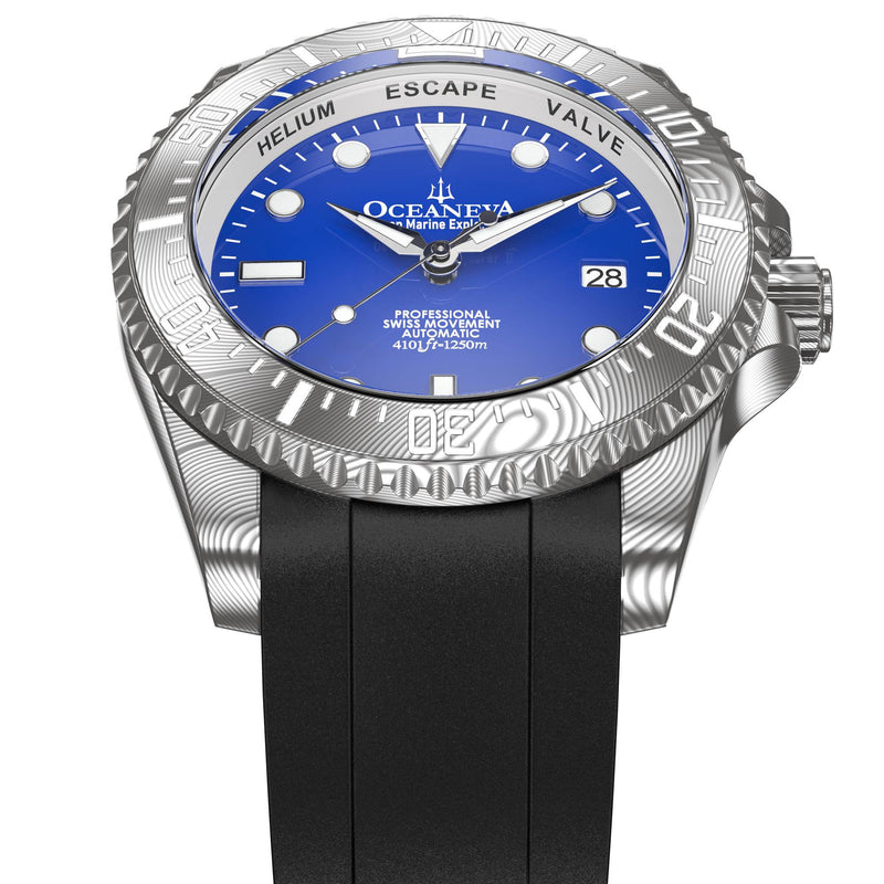Damascus Swiss Automatic SW200 Deep Marine Explorer II Damascus/Blue Dial/Black Strap | Blue Dial
