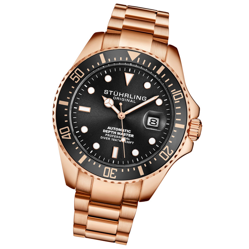 Aquadiver Rose Gold/Black Stainless Steel | Black Dial