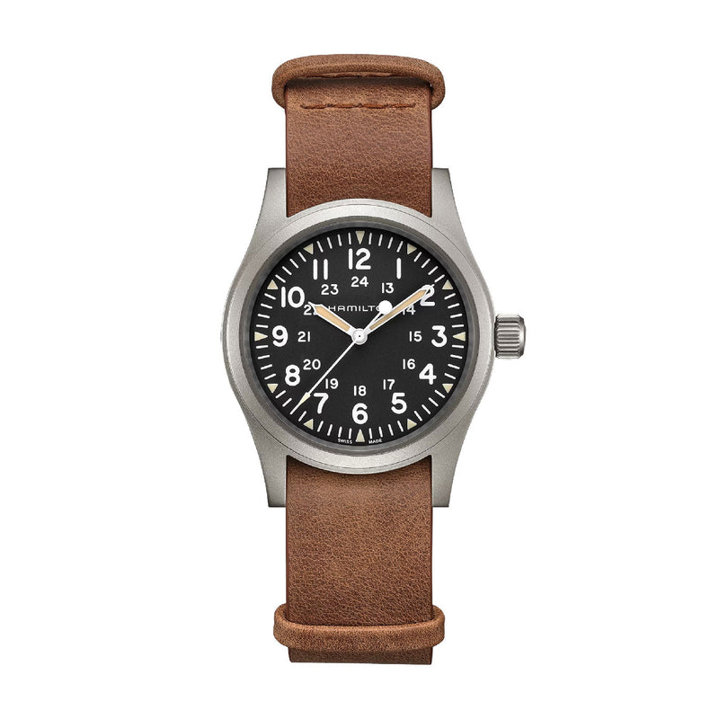Khaki Field Black / Leather | Black Dial