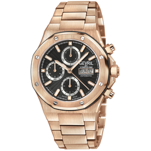 Kingsgate Chronograph Black/Silver Rose Gold Dial IPRG Stainless Steel Bracelet Rose Gold Bezel 42mm Black Dial