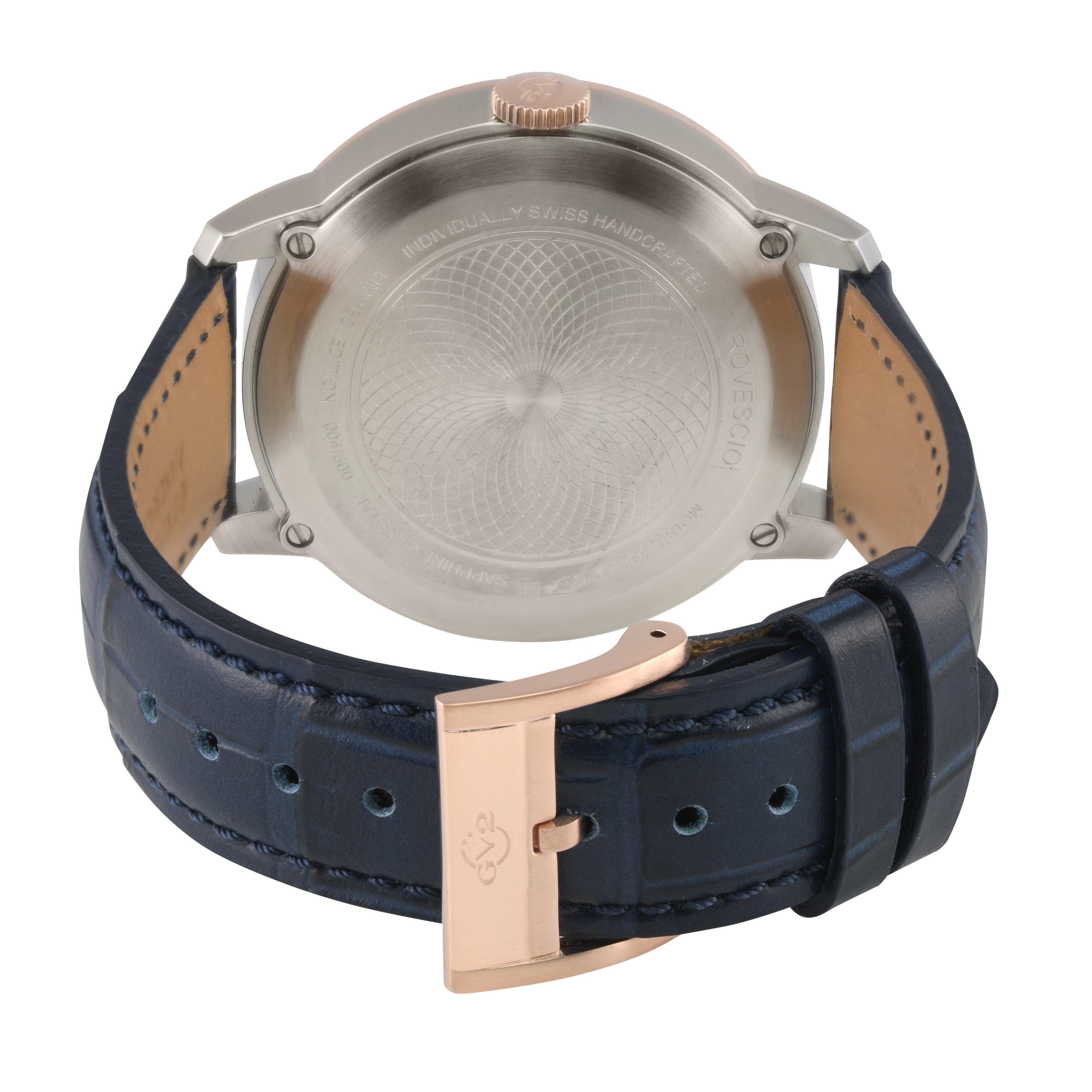 Rovescio Swiss Multifunction Big Date IPYG/White ,Brown Handmade