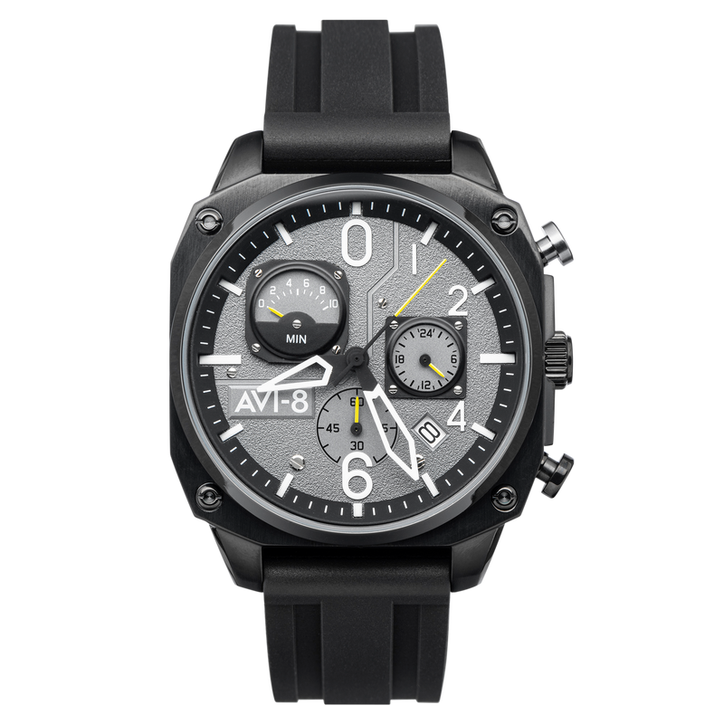 Hawker Hunter Retrograde Chronograph Gray / Rubber | Gray Dial