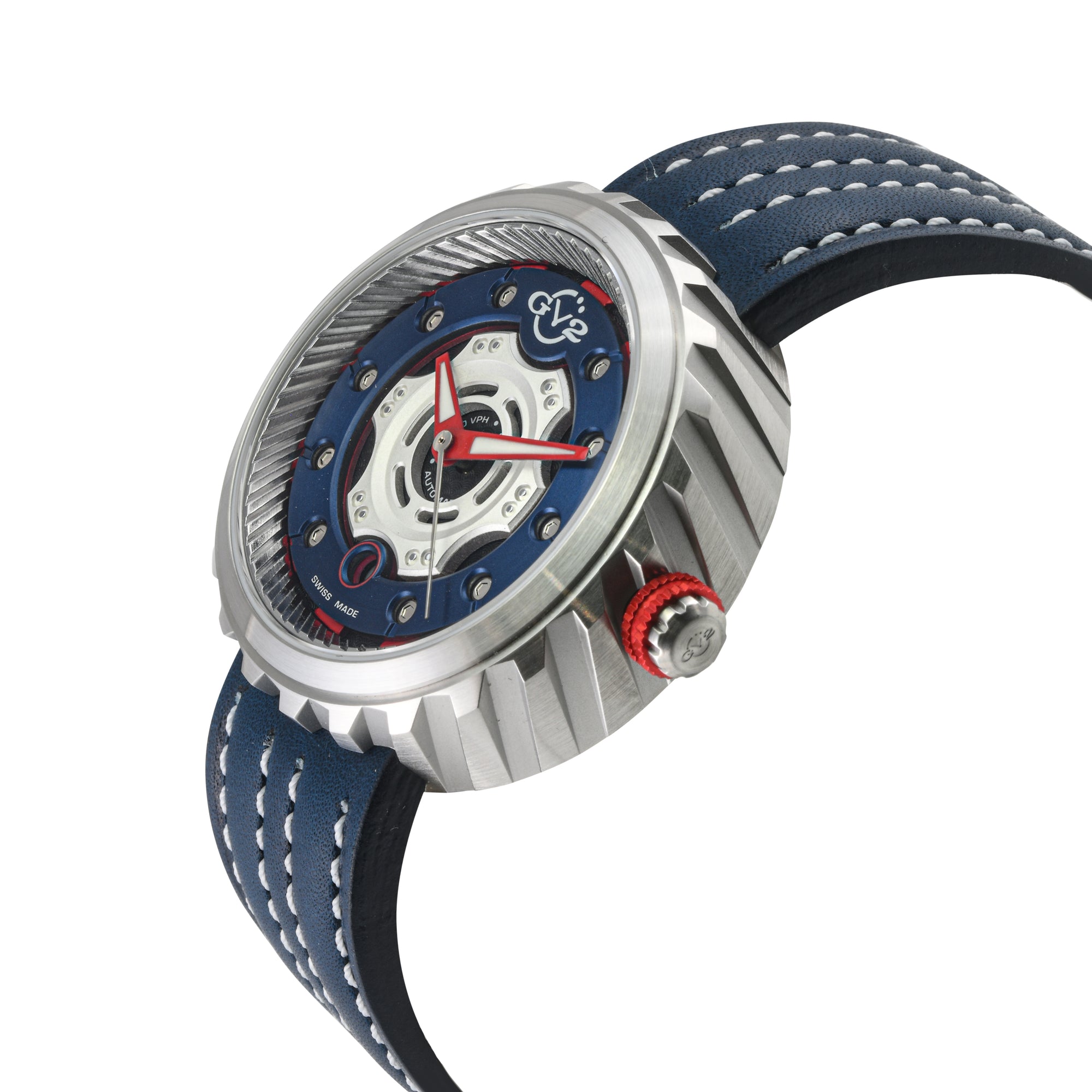 Motorcycle - Sport GV2 Swiss Made Automatic, Blue Dial with multi-layers represents a motorcycle disc braking system | Blue Dial