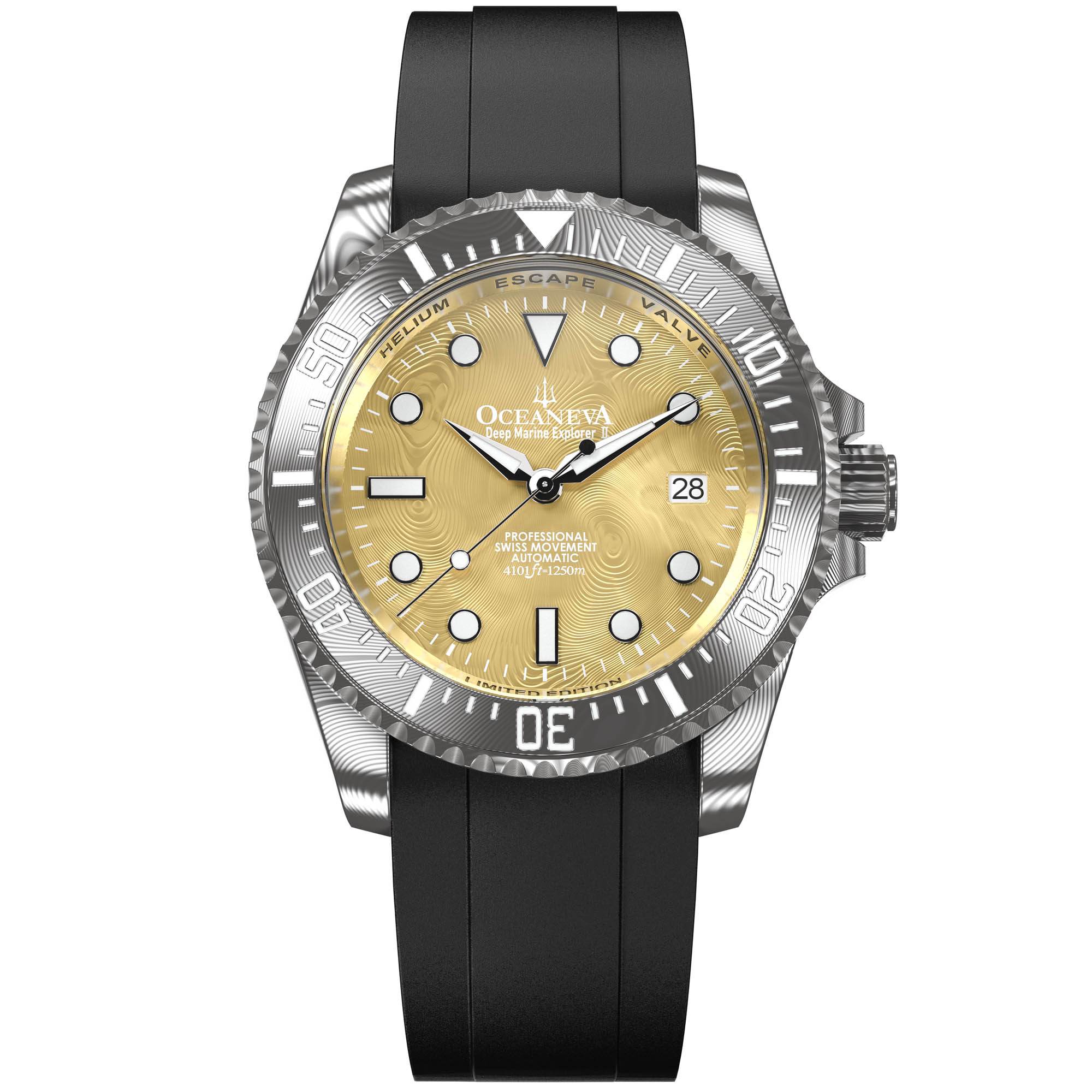 Deep Marine Explorer II Damascus Grey Bezel| Gold Dial