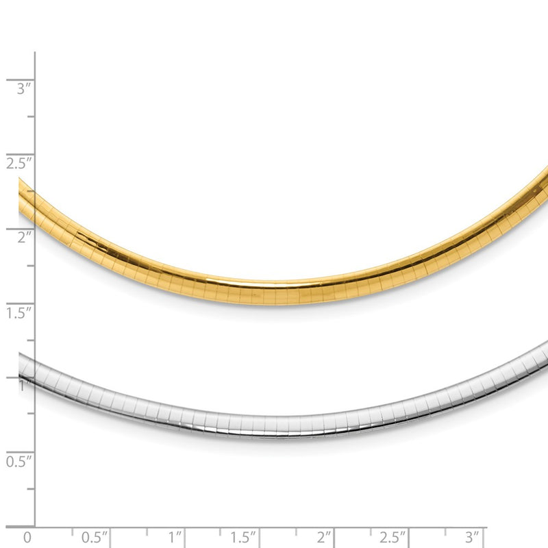 14k 4mm Reversible White & Yellow Domed Omega Necklace 1465 |  Dial
