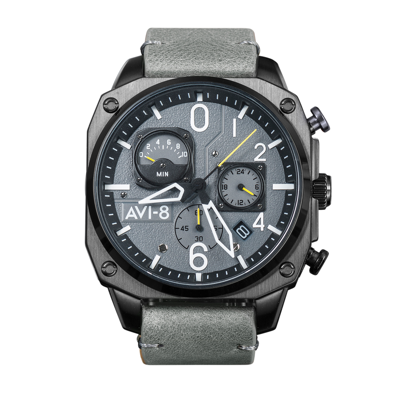 Hawker Hunter Retrograde Chronograph Gray / Leather | Gray Dial