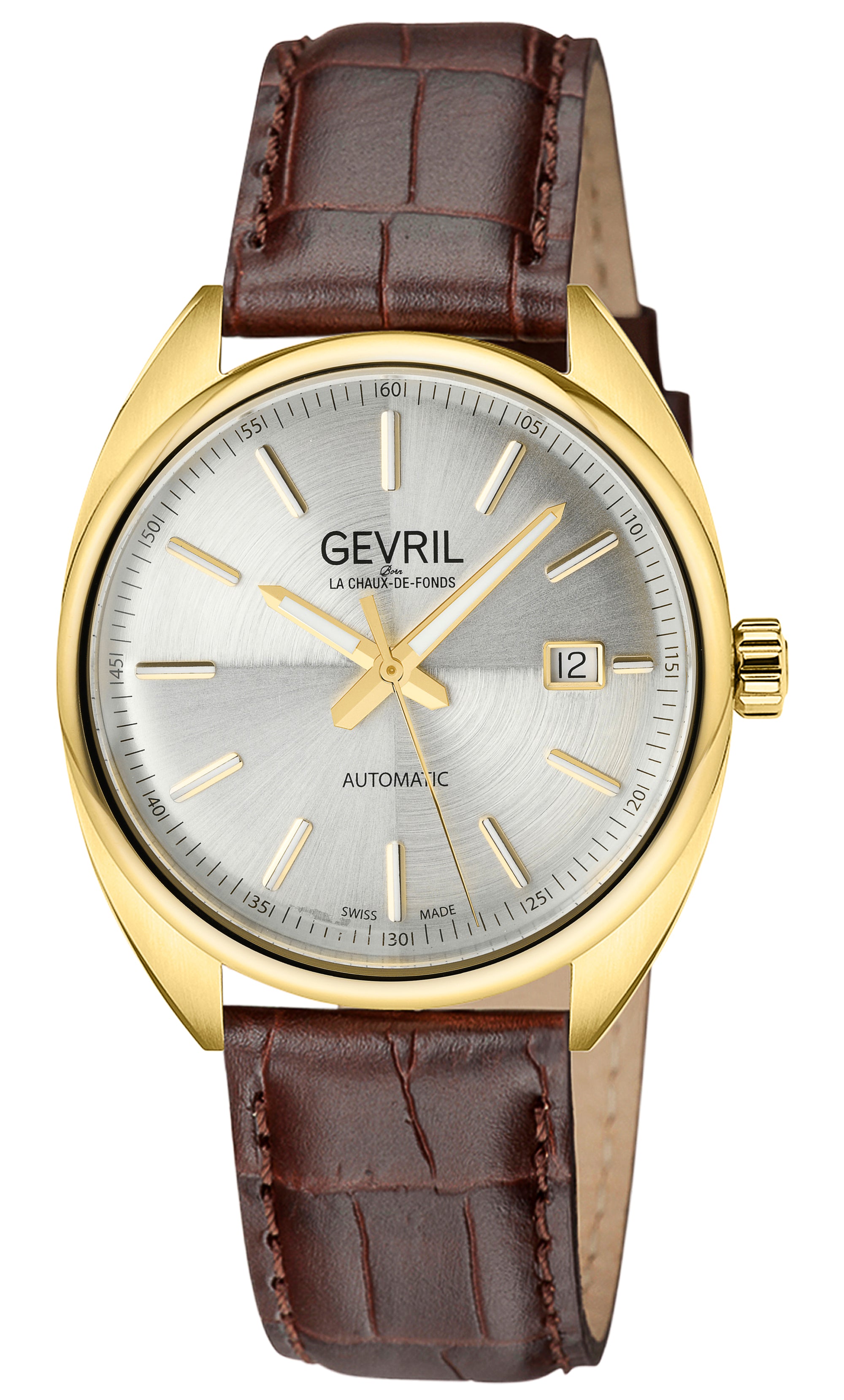 Five Points Swiss Made SW200 Silver dial Brown band YG | Silver Dial