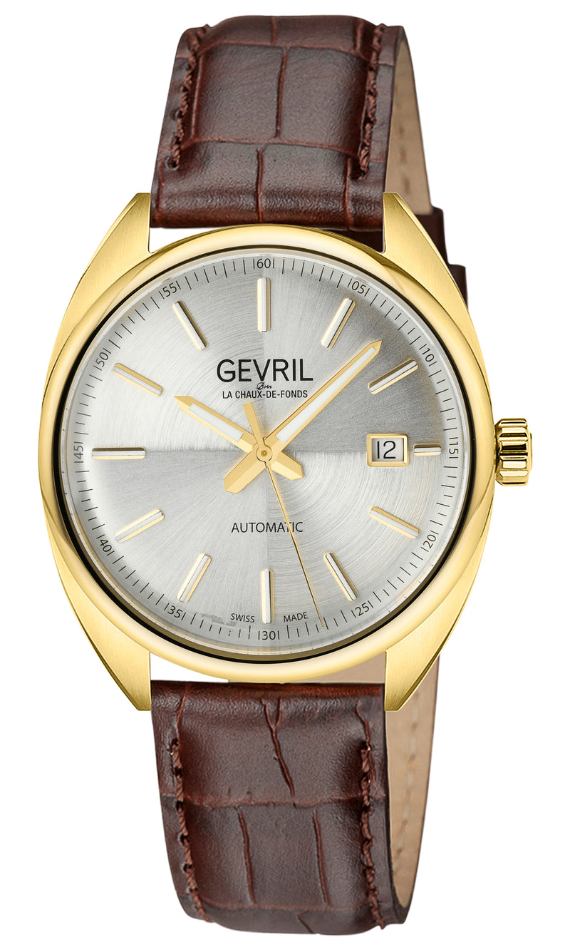 Five Points Swiss Made SW200 Silver dial Brown band YG | Silver Dial