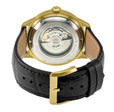 Guggenheim Gevril Men's Guggenheim Automatic IP Gold, Case, Black Dial, Genuine Italian Handmade Black Leather Strap with Black Stitching. | Black Dial