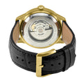 Guggenheim Gevril Men's Guggenheim Automatic IP Gold, Case, Black Dial, Genuine Italian Handmade Black Leather Strap with Black Stitching. | Black Dial