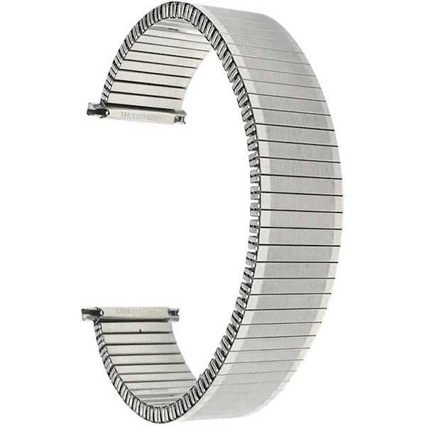 EX260 | 22mm Silver Tone Expansion Watch Band, Metal Stretch Strap 22mm / Silver Tone |  Dial