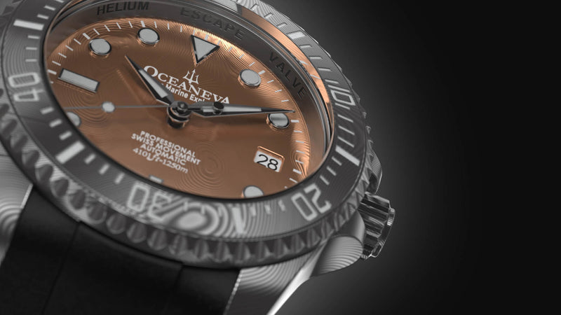 Damascus Swiss Automatic SW200 Deep Marine Explorer II Damascus/Rose Gold Damascus Dial | Rose Gold Dial