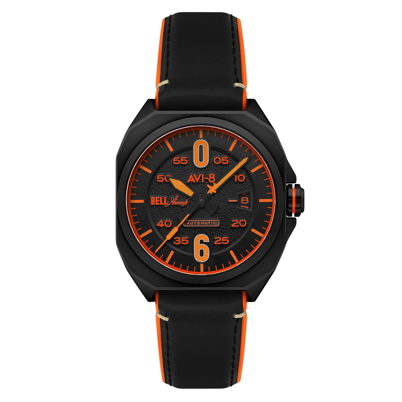 Bell X-1 Machbuster Automatic Black / Black Hybrid leather and rubber strap | Black Dial