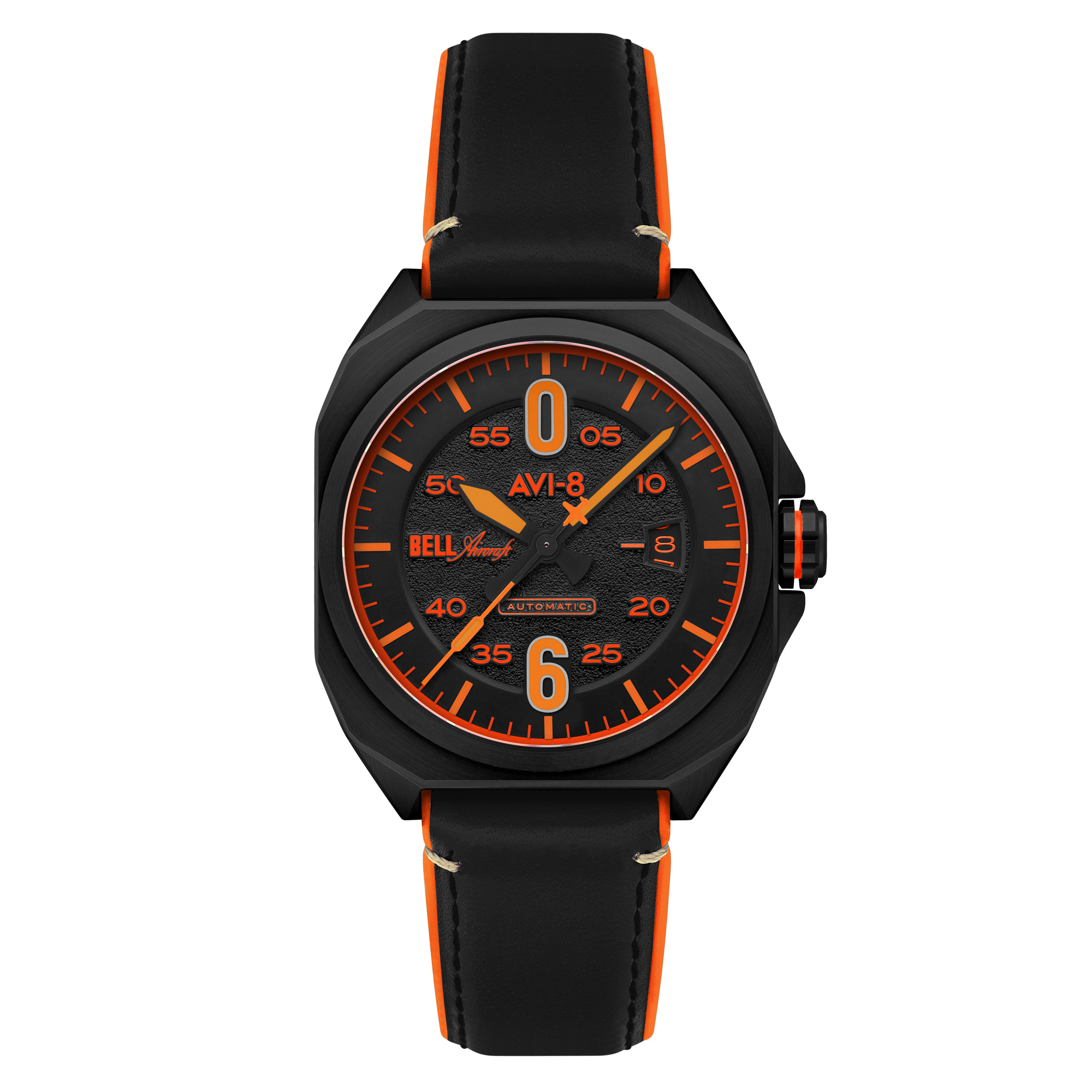 Bell X-1 Machbuster Automatic Black / Black Hybrid leather and rubber strap | Black Dial