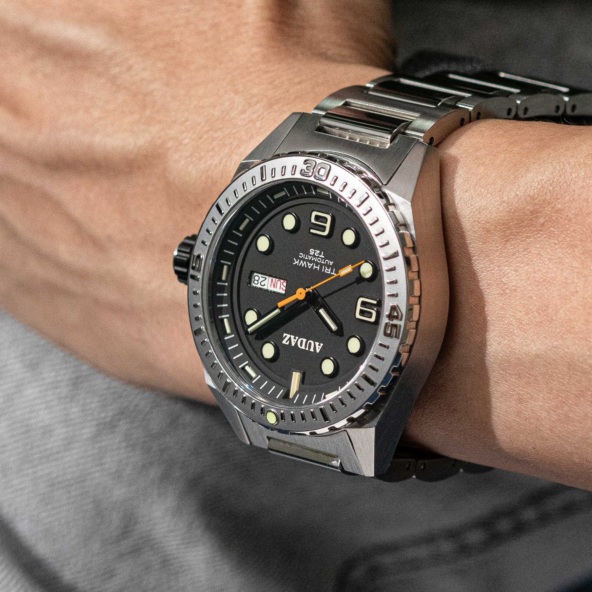 Tri-Hawk Tritium Black with Luminous Glow Black Dial
