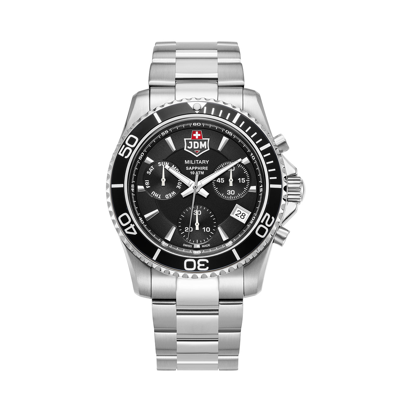 JDM Military Sierra Chrono Ronda Z60 Movement Black Dial JDM-WG019