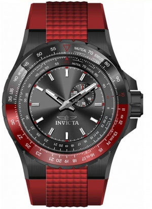 Aviator Men Black Dial / Red Silicone Strap Black Dial