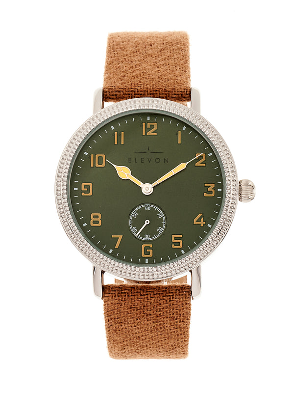 Northrop Wool-Overlaid Leather-Band Watch -Green/Brown | Green Dial