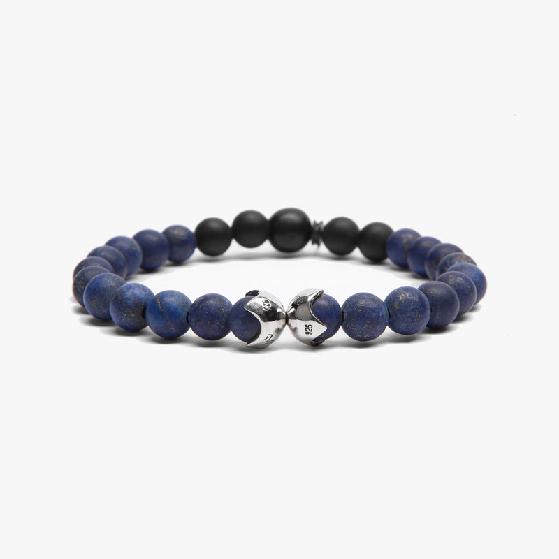Sterling Bead Shields, Blue Lapis Stone M (7.25" Wrist) |  Dial