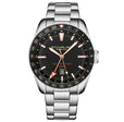 Voyager GMT 4017 Quartz GMT 42mm Diver Silver/Stainless Steel | Black Dial