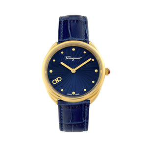 Cuir 34mm / Blue / Blue | Blue Dial