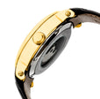 Automatic Aries Skeleton Leather Band Watch Black/Gold | Silver Dial