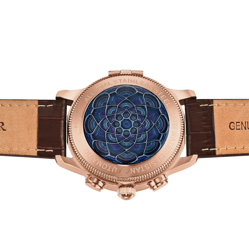 Apostle Custom Enamel Dial Watch Brown/Blue | Multi-colored Dial