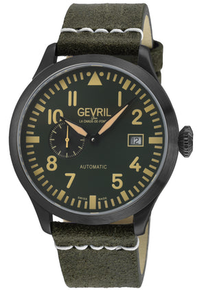 Vaughn Swiss automatic SA110, Green Dial, Black Handmade Leather Strap | Green Dial