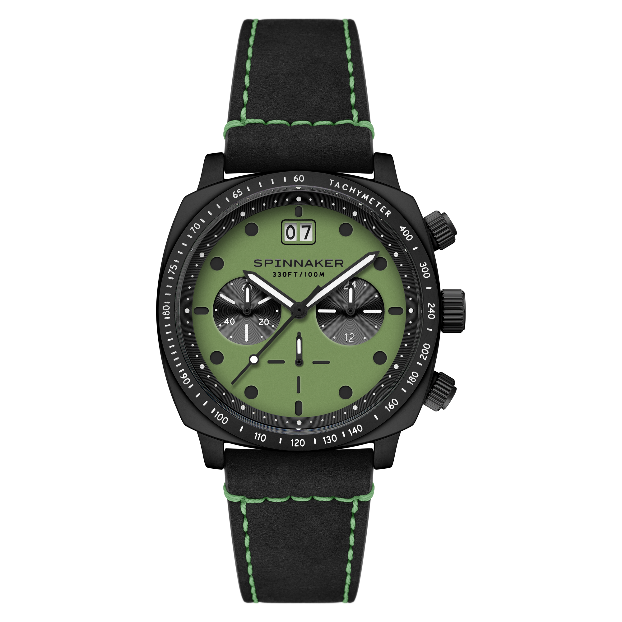 Hull Chronograph Black & Green / Leather | Green Dial