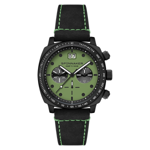 Hull Chronograph Black & Green / Leather | Green Dial