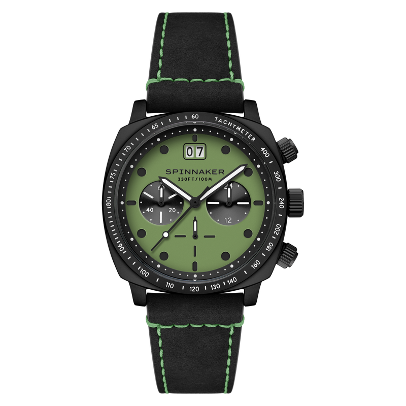 Hull Chronograph Black & Green / Leather | Green Dial