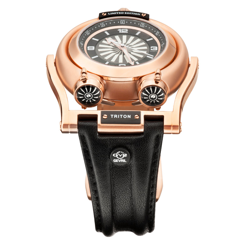 Triton GV2 by Gevril Triton Automatic Swiss Made Triton swinging lugs watch Black Rose Gold