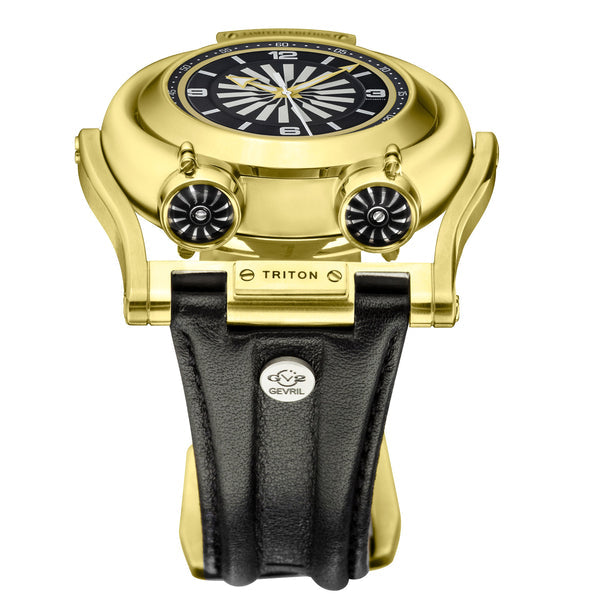 Triton Swiss Made Automatic IP Gold/Black,Black band Black Dial