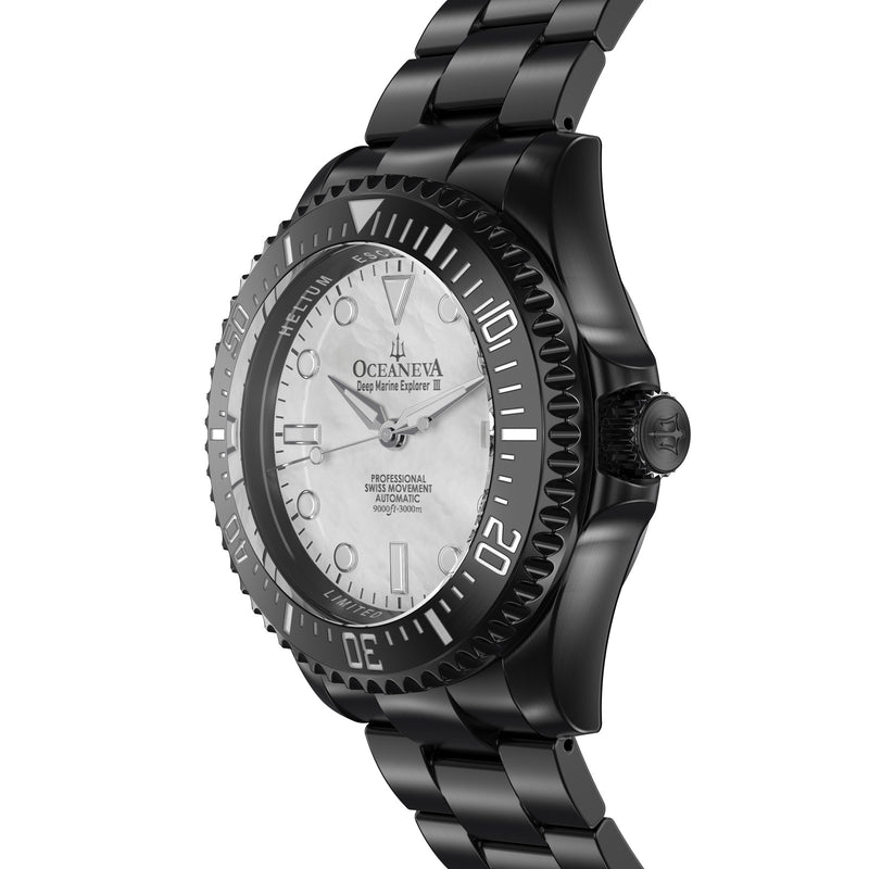 Deep Marine Explorer III Black Stainless bezel | White Dial Watch