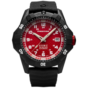 CARBON COMPOSITE USMC  AUTOMATIC DIVE 1210 SERIES CARBON CASE/RED DIAL/BLACK STRAP | Red Dial
