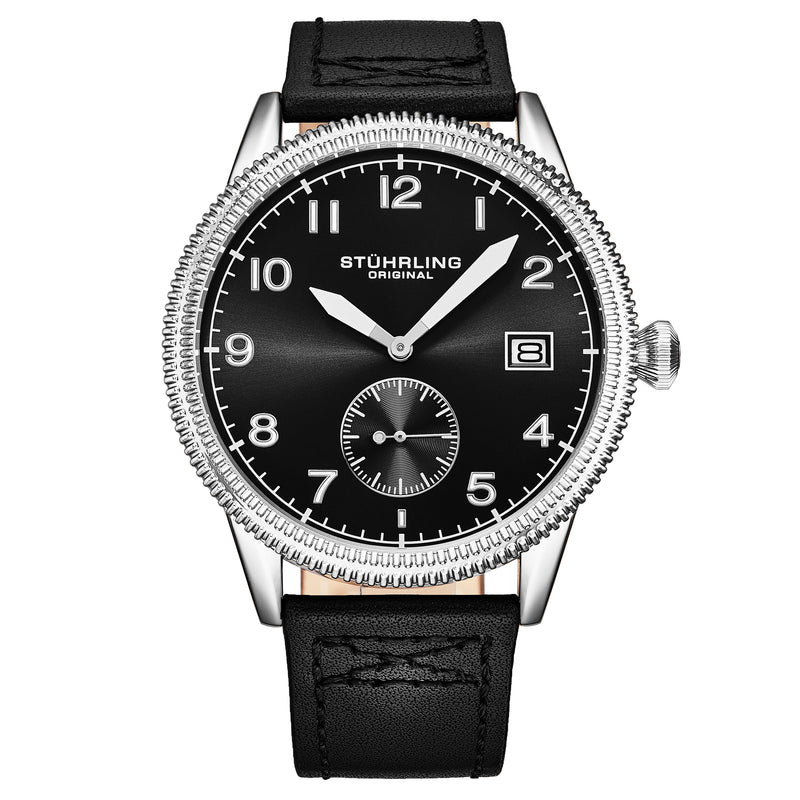 Men's Aviator Watch Black Black/Leather | Black Dial