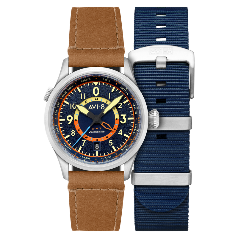 Wingman Worldtimer GMT Automatic Blue / Beige Leather | Blue Dial