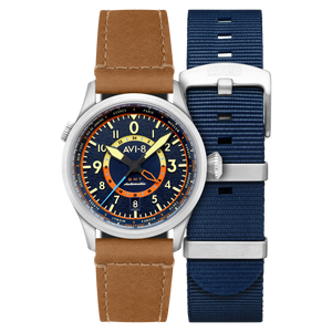 Wingman Worldtimer GMT Automatic Blue / Beige Leather | Blue Dial