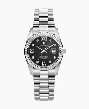 Inspiration Roman Black dial, silver stainless steel bracelet Black Dial