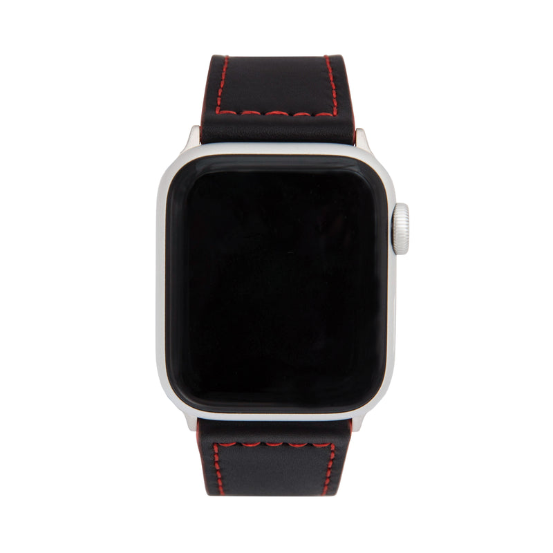 Thick Leather Two-Tone Racer Band for Apple Watch Series 8/7/6/5/4/3/2/1/SE Black & Red (38mm | 40mm | 41mm) |  Dial