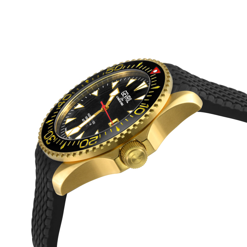 Hudson Yards - Rubber Swiss Made SW200 ceramic rotating bezel helium valve - Black Rubber | Black Dial