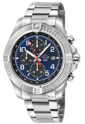 T38 GV2 Swiss Quartz Chronograph, 316L Case, Blue Enamel Dial, 316L Bracelet Blue Dial
