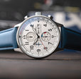 Classic Chronograph White / Blue Leather | White Dial