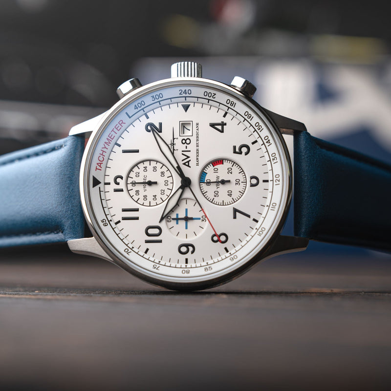 Classic Chronograph White / Blue Leather | White Dial